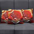Personalized Redcliffe Dolphins Pillow Cover Aboriginal Dot Art - Dreamtime Rugby Mascot