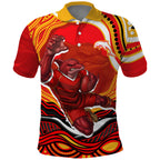 Personalized Redcliffe Dolphins Polo Shirt Aboriginal Dot Art - Dreamtime Rugby Mascot