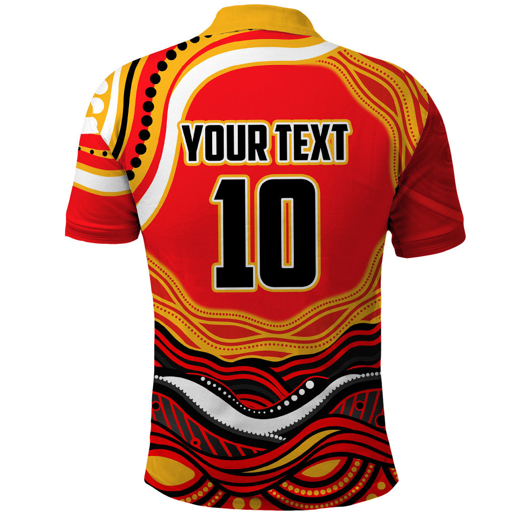 Personalized Redcliffe Dolphins Polo Shirt Aboriginal Dot Art - Dreamtime Rugby Mascot