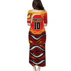 Personalized Redcliffe Dolphins Puletasi Aboriginal Dot Art - Dreamtime Rugby Mascot