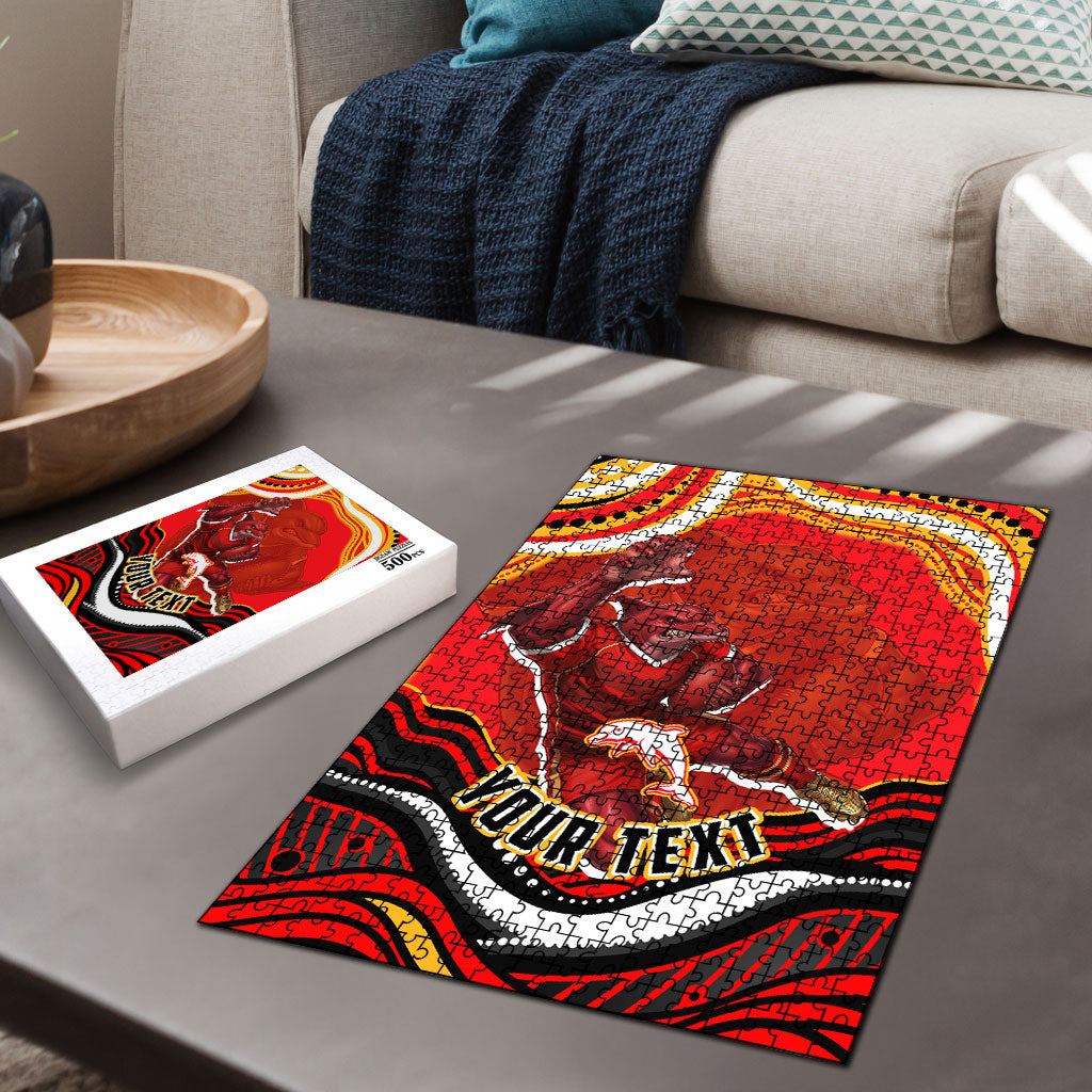 Personalized Redcliffe Dolphins Puzzle Aboriginal Dot Art - Dreamtime Rugby Mascot