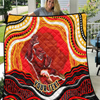 Personalized Redcliffe Dolphins Quilt Aboriginal Dot Art - Dreamtime Rugby Mascot