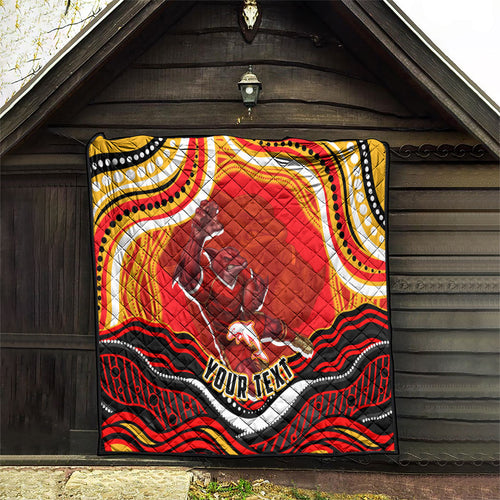 Personalized Redcliffe Dolphins Quilt Aboriginal Dot Art - Dreamtime Rugby Mascot