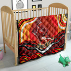 Personalized Redcliffe Dolphins Quilt Aboriginal Dot Art - Dreamtime Rugby Mascot