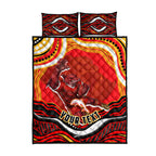 Personalized Redcliffe Dolphins Quilt Bed Set Aboriginal Dot Art - Dreamtime Rugby Mascot