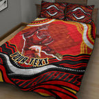 Personalized Redcliffe Dolphins Quilt Bed Set Aboriginal Dot Art - Dreamtime Rugby Mascot