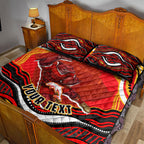 Personalized Redcliffe Dolphins Quilt Bed Set Aboriginal Dot Art - Dreamtime Rugby Mascot
