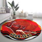 Personalized Redcliffe Dolphins Round Carpet Aboriginal Dot Art - Dreamtime Rugby Mascot