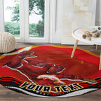 Personalized Redcliffe Dolphins Round Carpet Aboriginal Dot Art - Dreamtime Rugby Mascot