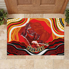 Personalized Redcliffe Dolphins Rubber Doormat Aboriginal Dot Art - Dreamtime Rugby Mascot