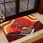 Personalized Redcliffe Dolphins Rubber Doormat Aboriginal Dot Art - Dreamtime Rugby Mascot