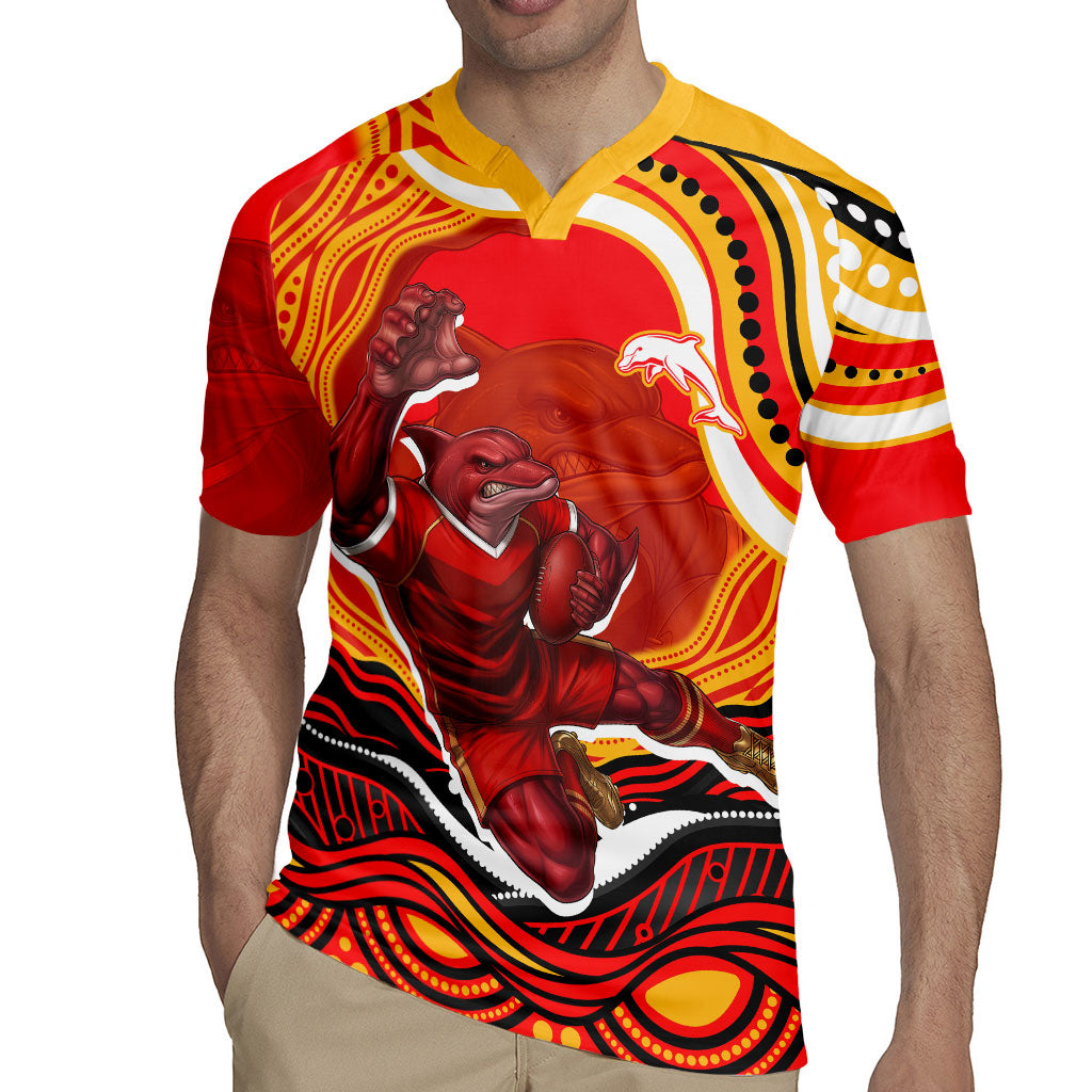 Personalized Redcliffe Dolphins Rugby Jersey Aboriginal Dot Art - Dreamtime Rugby Mascot