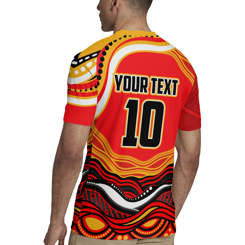 Personalized Redcliffe Dolphins Rugby Jersey Aboriginal Dot Art - Dreamtime Rugby Mascot