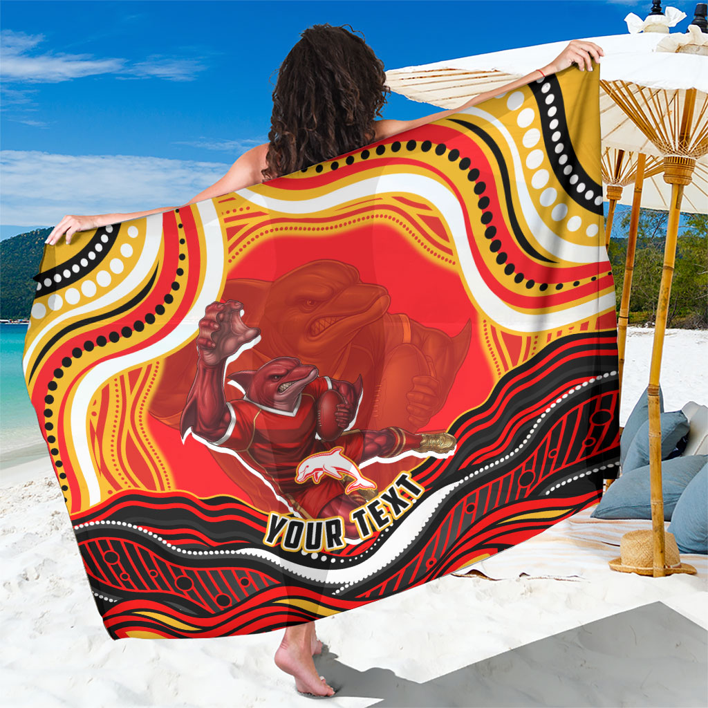 Personalized Redcliffe Dolphins Sarong Aboriginal Dot Art - Dreamtime Rugby Mascot