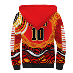 Personalized Redcliffe Dolphins Sherpa Hoodie Aboriginal Dot Art - Dreamtime Rugby Mascot