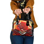 Personalized Redcliffe Dolphins Shoulder Handbag Aboriginal Dot Art - Dreamtime Rugby Mascot