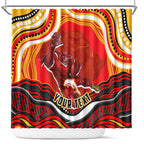 Personalized Redcliffe Dolphins Shower Curtain Aboriginal Dot Art - Dreamtime Rugby Mascot
