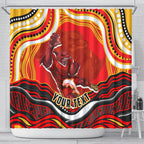 Personalized Redcliffe Dolphins Shower Curtain Aboriginal Dot Art - Dreamtime Rugby Mascot
