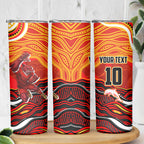 Personalized Redcliffe Dolphins Skinny Tumbler Aboriginal Dot Art - Dreamtime Rugby Mascot