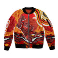 Personalized Redcliffe Dolphins Sleeve Zip Bomber Jacket Aboriginal Dot Art - Dreamtime Rugby Mascot
