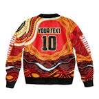 Personalized Redcliffe Dolphins Sleeve Zip Bomber Jacket Aboriginal Dot Art - Dreamtime Rugby Mascot