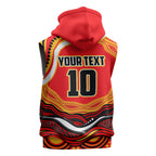 Personalized Redcliffe Dolphins Sleeveless Hoodie Aboriginal Dot Art - Dreamtime Rugby Mascot