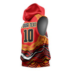 Personalized Redcliffe Dolphins Sleeveless Hoodie Aboriginal Dot Art - Dreamtime Rugby Mascot