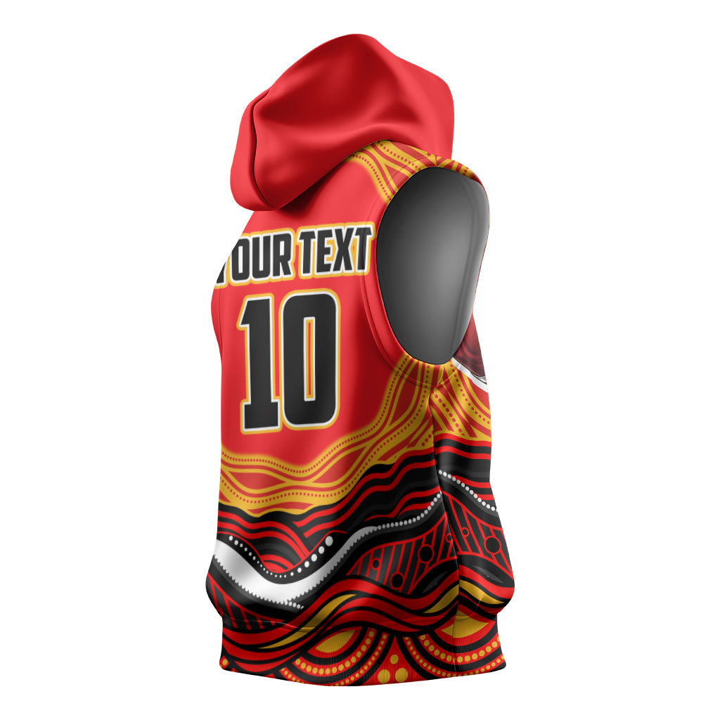 Personalized Redcliffe Dolphins Sleeveless Hoodie Aboriginal Dot Art - Dreamtime Rugby Mascot