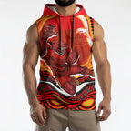 Personalized Redcliffe Dolphins Sleeveless Hoodie Aboriginal Dot Art - Dreamtime Rugby Mascot