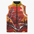 Personalized Redcliffe Dolphins Sleeveless Puffer Jacket Aboriginal Dot Art - Dreamtime Rugby Mascot