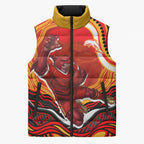 Personalized Redcliffe Dolphins Sleeveless Puffer Jacket Aboriginal Dot Art - Dreamtime Rugby Mascot