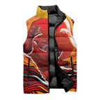 Personalized Redcliffe Dolphins Sleeveless Puffer Jacket Aboriginal Dot Art - Dreamtime Rugby Mascot