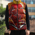 Personalized Redcliffe Dolphins Sleeveless Puffer Jacket Aboriginal Dot Art - Dreamtime Rugby Mascot