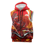 Personalized Redcliffe Dolphins Sleeveless Zip Hoodie Aboriginal Dot Art - Dreamtime Rugby Mascot