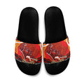 Personalized Redcliffe Dolphins Slide Sandals Aboriginal Dot Art - Dreamtime Rugby Mascot