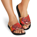 Personalized Redcliffe Dolphins Slide Sandals Aboriginal Dot Art - Dreamtime Rugby Mascot