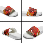 Personalized Redcliffe Dolphins Slide Sandals Aboriginal Dot Art - Dreamtime Rugby Mascot