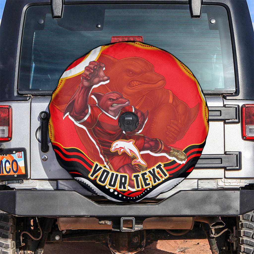 Personalized Redcliffe Dolphins Spare Tire Cover Aboriginal Dot Art - Dreamtime Rugby Mascot