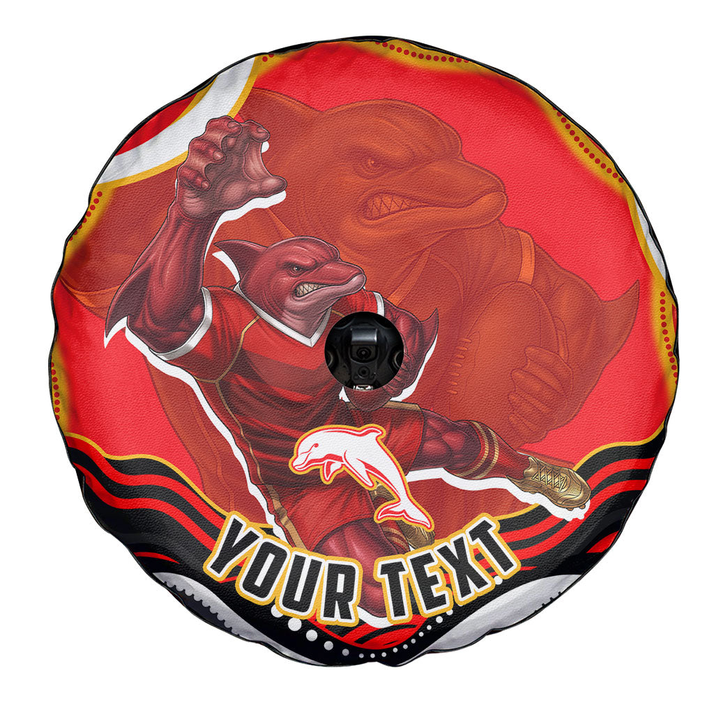 Personalized Redcliffe Dolphins Spare Tire Cover Aboriginal Dot Art - Dreamtime Rugby Mascot