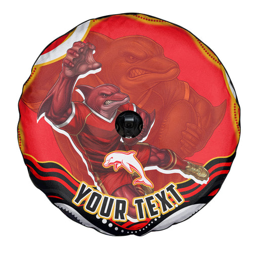 Personalized Redcliffe Dolphins Spare Tire Cover Aboriginal Dot Art - Dreamtime Rugby Mascot