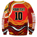 Personalized Redcliffe Dolphins Sweatshirt Aboriginal Dot Art - Dreamtime Rugby Mascot