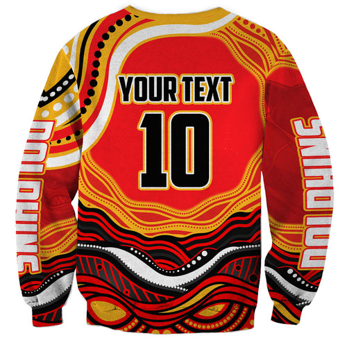 Personalized Redcliffe Dolphins Sweatshirt Aboriginal Dot Art - Dreamtime Rugby Mascot