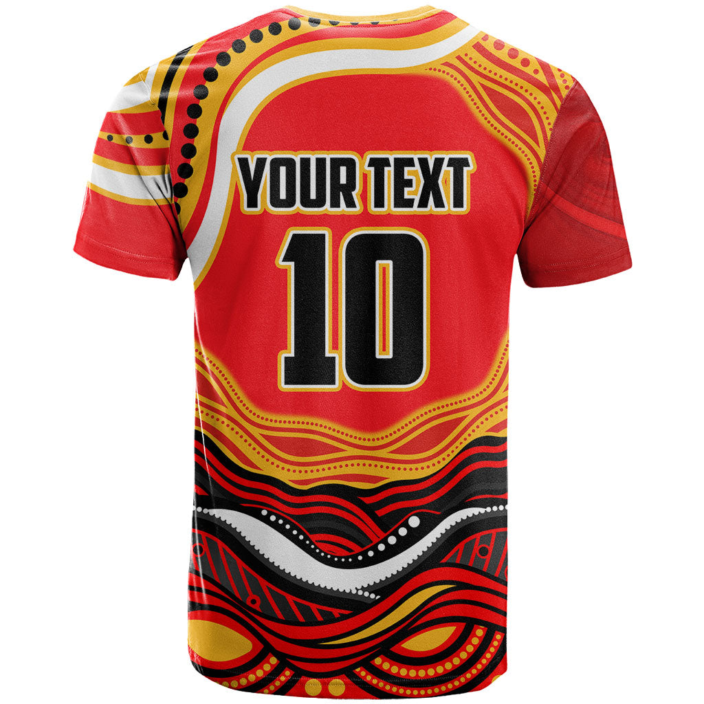 Personalized Redcliffe Dolphins T Shirt Aboriginal Dot Art - Dreamtime Rugby Mascot