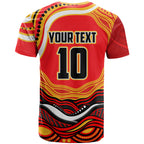 Personalized Redcliffe Dolphins T Shirt Aboriginal Dot Art - Dreamtime Rugby Mascot