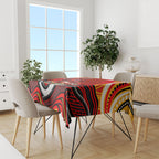 Personalized Redcliffe Dolphins Tablecloth Aboriginal Dot Art - Dreamtime Rugby Mascot