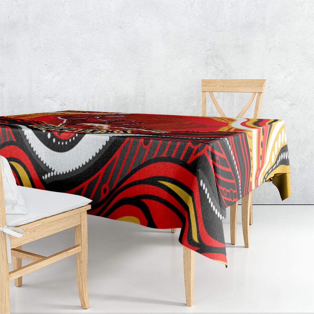 Personalized Redcliffe Dolphins Tablecloth Aboriginal Dot Art - Dreamtime Rugby Mascot