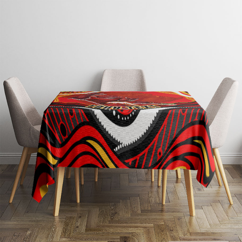 Personalized Redcliffe Dolphins Tablecloth Aboriginal Dot Art - Dreamtime Rugby Mascot
