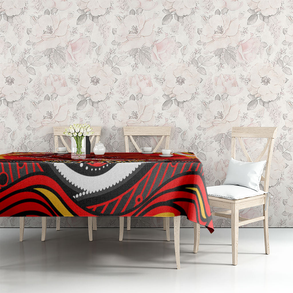 Personalized Redcliffe Dolphins Tablecloth Aboriginal Dot Art - Dreamtime Rugby Mascot