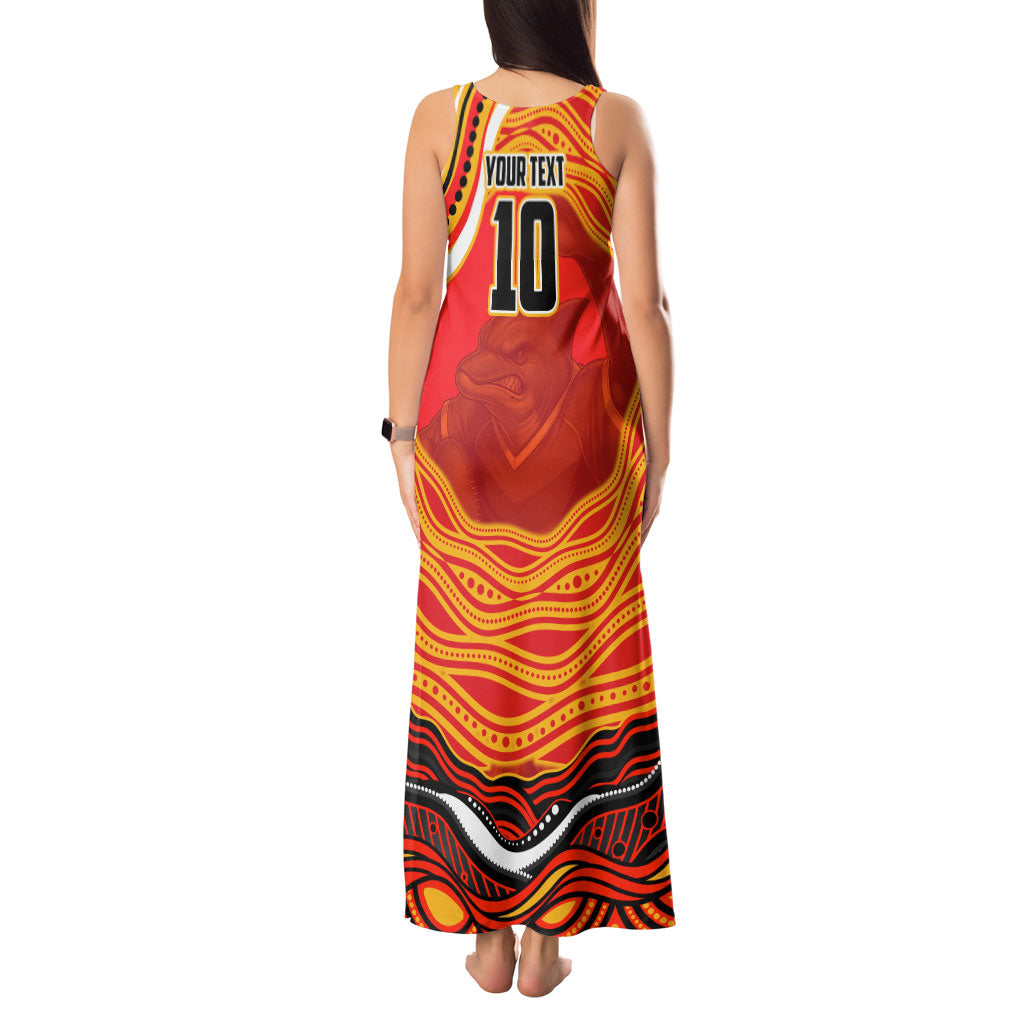 Personalized Redcliffe Dolphins Tank Maxi Dress Aboriginal Dot Art - Dreamtime Rugby Mascot