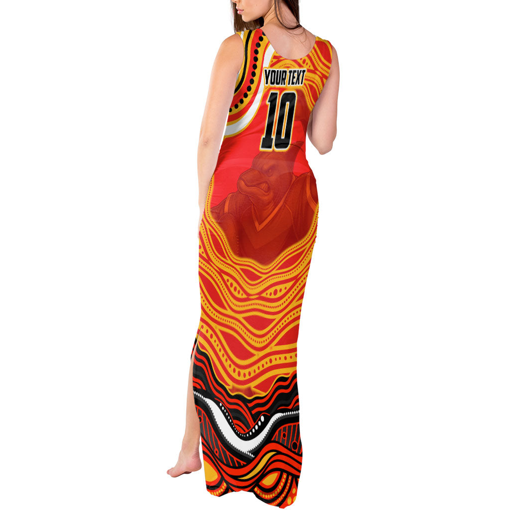 Personalized Redcliffe Dolphins Tank Maxi Dress Aboriginal Dot Art - Dreamtime Rugby Mascot